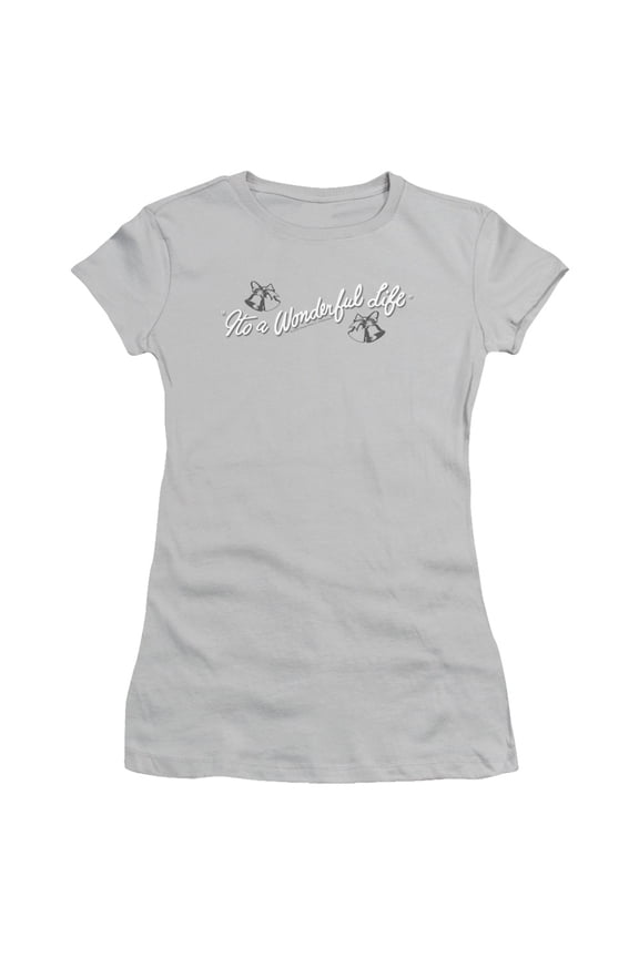 Its A Wonderful Life Logo Junior Women's T-Shirt Sheer Silver
