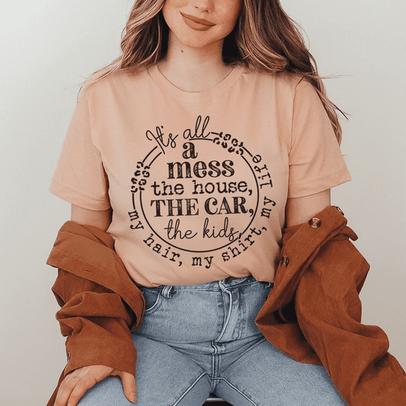 Its All A Mess Tee Heather Prism Peach S Peachy Sunday T-Shirt