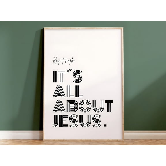 Its All About Jesus Theme Wall Art Retro Church Classroom Decor Faith Based Poster, Unframed Paper Poster 8x10in