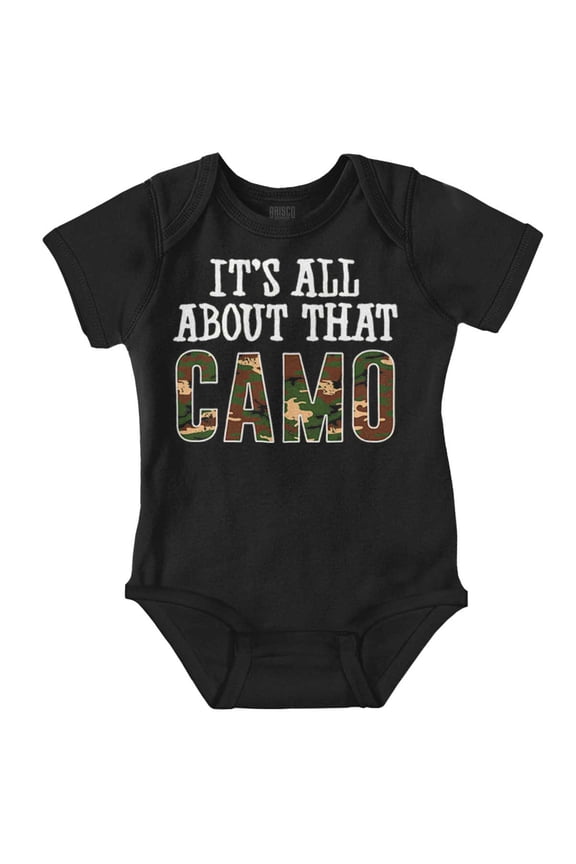 Its All About That Camo Hunting Romper Boys or Girls Infant Baby Brisco Brands 12M