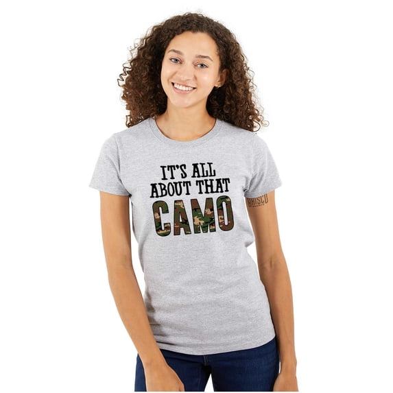 Its All About That Camo Hunting Womens Fitted Plus Size Graphic Tee Brisco Brands 2X