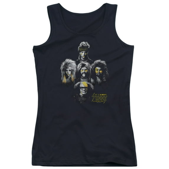 Its AlwayS/Sunny In Philadelphia Rocker Heads Junior Women's Tank Top Black