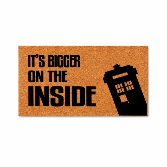 Its Bigger On The Inside Doormat, Sci Fi Time Travel Police Box, Funny Welcome Mat, Geek Home Decor Gift 1807 (24x36 inches) 1807