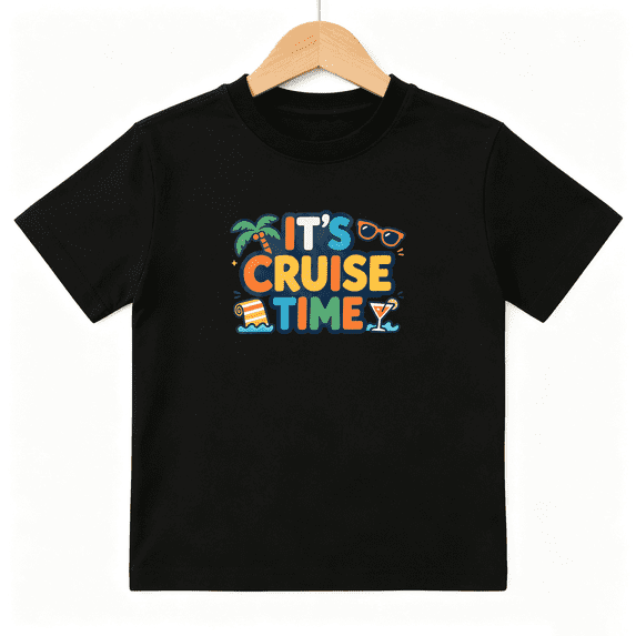 Its Cruise Time Boys Graphic Tee, Cute Summer Beach Vacation 100% Cotton Kids Short Sleeve T-Shirt