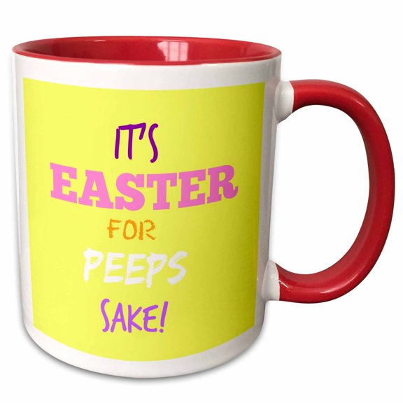 3drose, Its Easter for Peeps Sake, 15oz Two-tone Red Mug