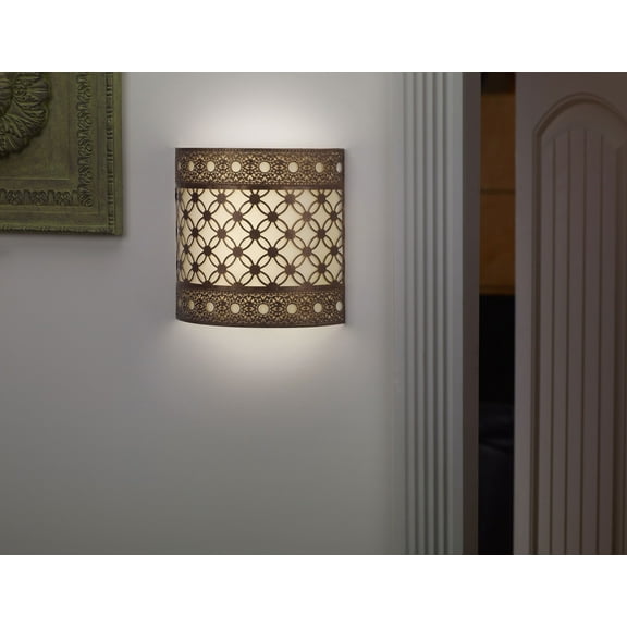 Its Exciting Lighting IEL-2902 Roma Barrel Sconce - White & Amber Flicker - Metal Work Collection