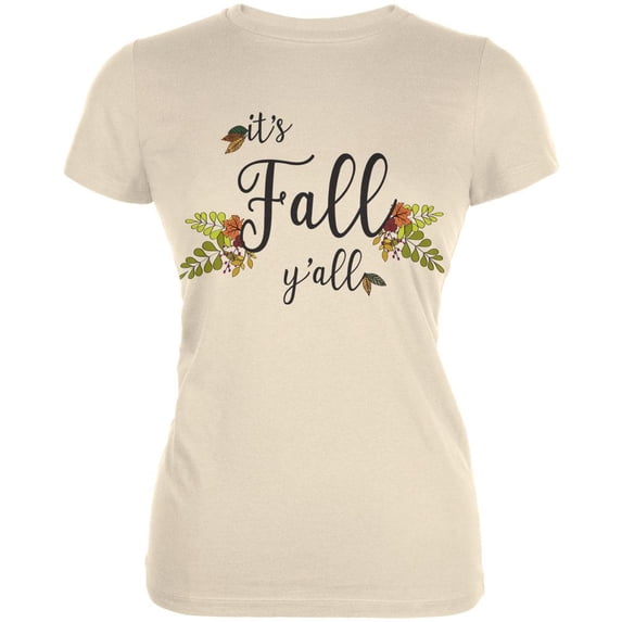 Its Fall Yall Juniors Soft T Shirt Cream LG