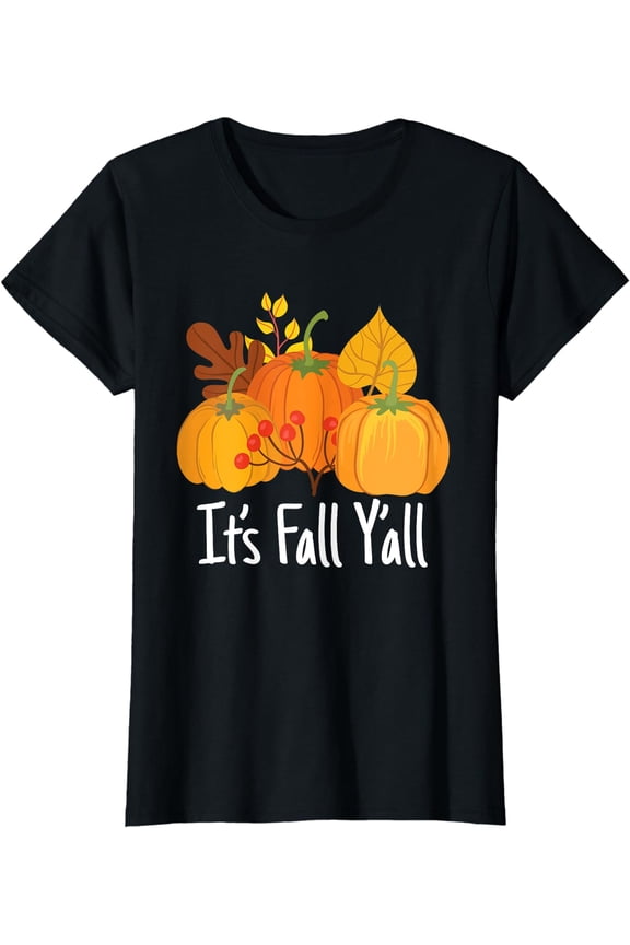 Its Fall Yall Lazy Halloween Costume Thanksgiving Pumpkin T-Shirt
