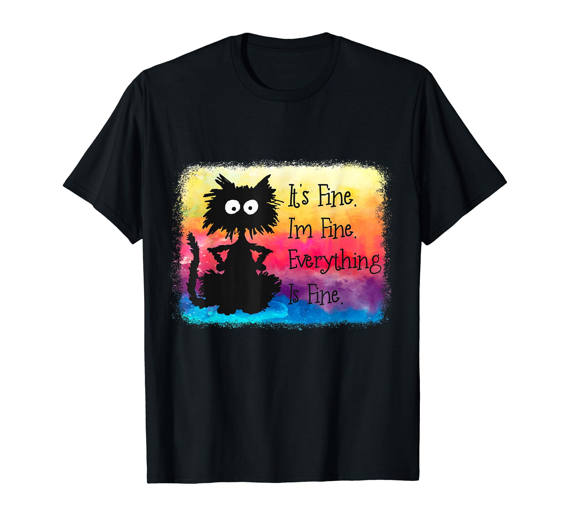 Wegame Cat 'It's Fine I'm Fine Everything Is Fine' T-Shirt - Orange, Size Small