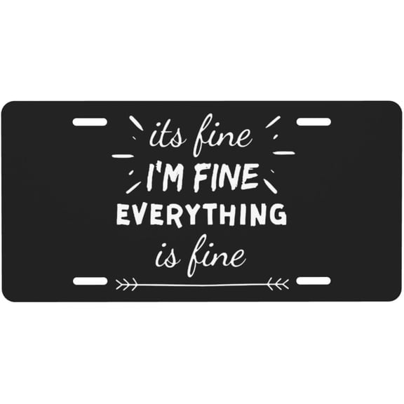 Its Fine Im Fine Everything is Fine License Plate Decoration Car Front License Plate, Aluminum License Plate for Any Car 6 X 12 Inch