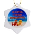 thumbnail image 1 of 3drose, Its Five Oclock Somewhere. Beach. Fun. Good Times., 3 inch Snowflake Porcelain Ornament, 1 of 7