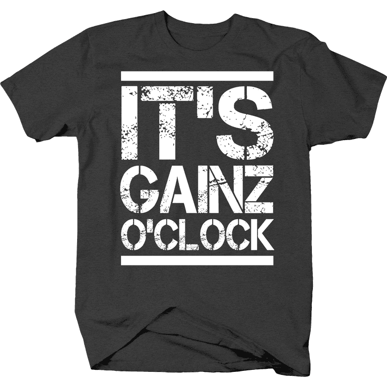 Its Gainz OClock Workout Time for Gym Lifting Tshirt for Men Small