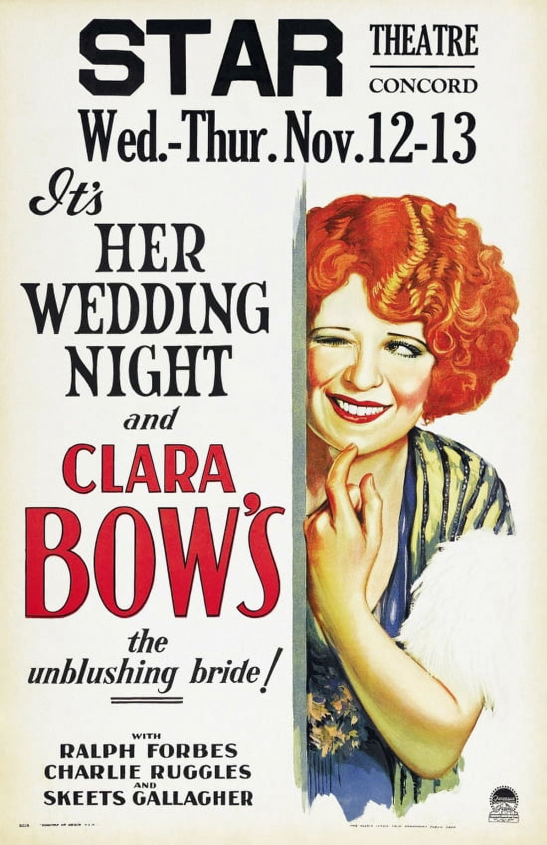 Its Her Wedding Night Clara Bow Canvas Art - (18 x 24)