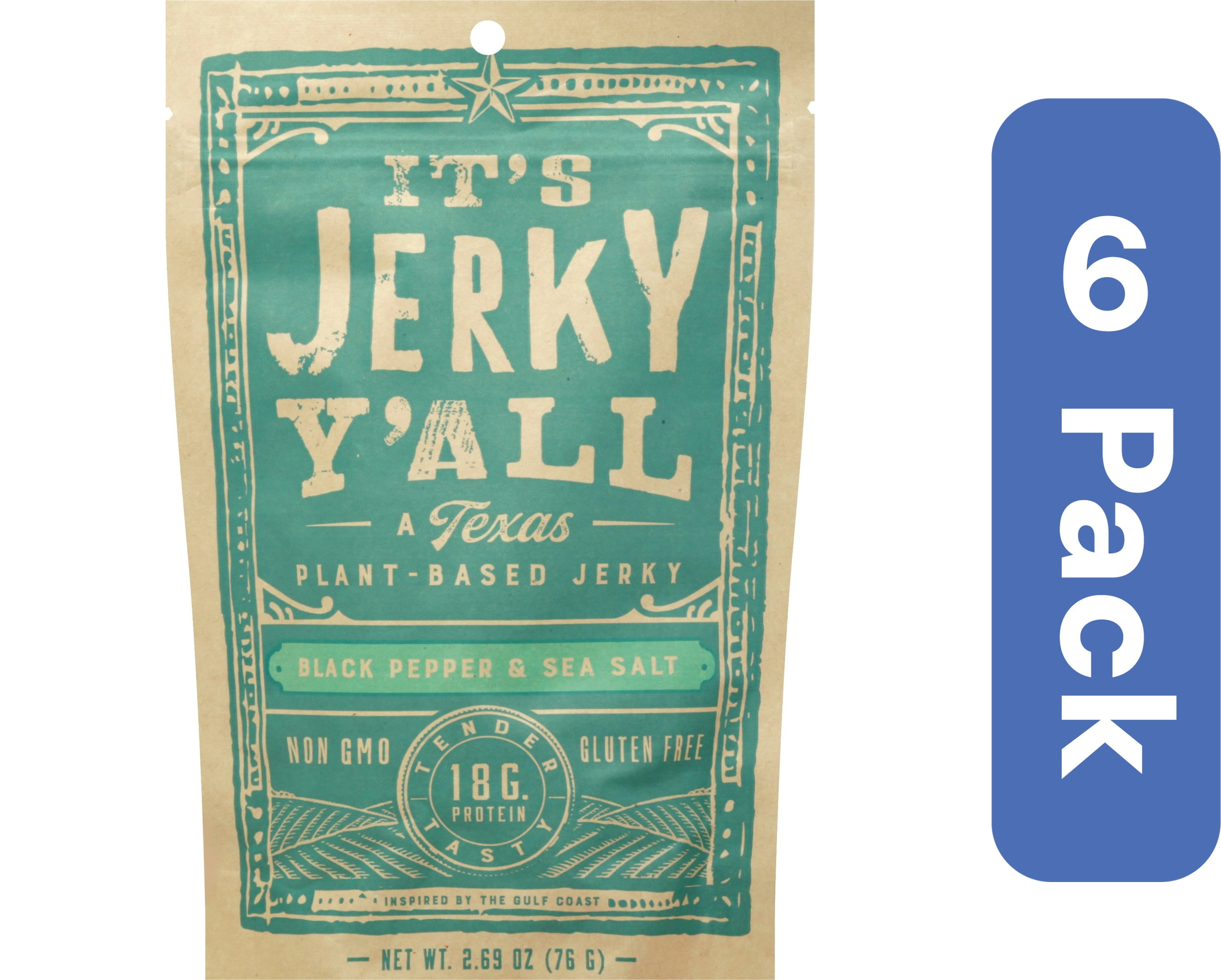 Its Jerky Yall Jerky Plant Based Black Pepper Sea salt Pack of 6