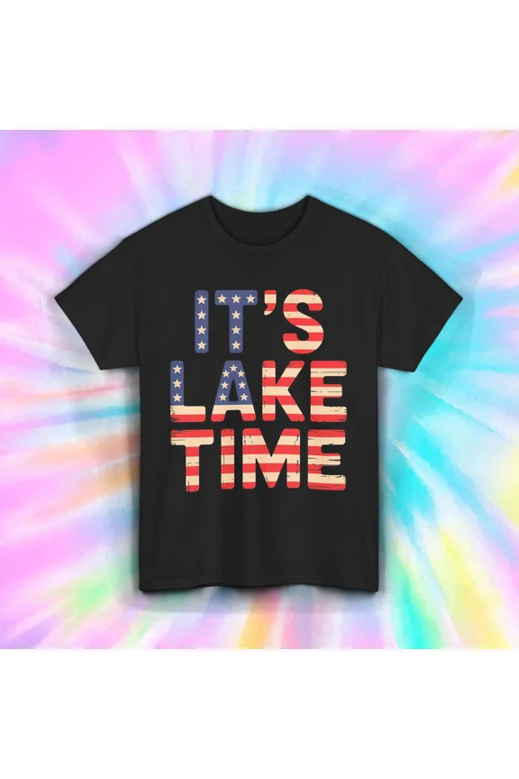 Its Lake Time Retro Summer Cabin Boating Outdoor Relaxation Vibes Unisex T-Shirt, up to size 5XL