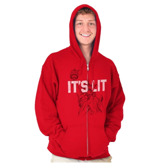 Its Lit Statue of Liberty US 4th July Zip Up Hoodie Men's Women's Brisco Brands X