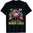 thumbnail image 1 of Its Mardi Gras Y'all Flamingo Costume Mardi Gras Graphic Black T-Shirt for Men and Women, 1 of 4