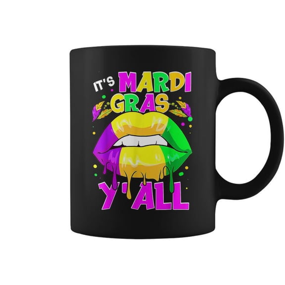 Its Mardi Gras Yall Mardi Gras Dripping Lips Colorful Coffee Mugs