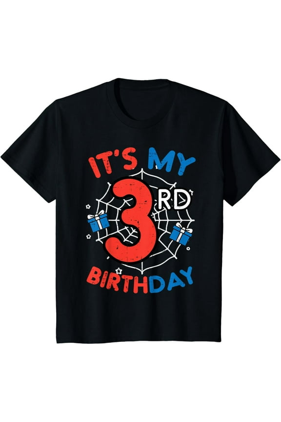 Its My 3rd Birthday Spider Web 3 Year Old Bday Boys Kids T-Shirt