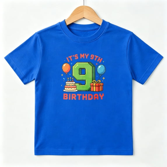Its My 9th Birthday Boys Graphic Tees Cake Kids T-Shirt 100% Cotton Short Sleeve Tops Ages 4-13Y
