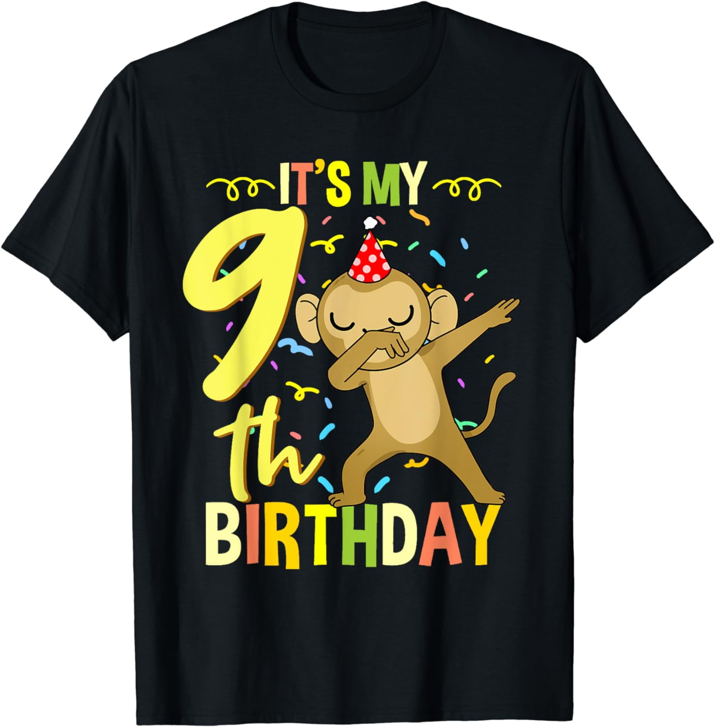 Its My 9th Birthday Dabbing Monkey T-Shirt - Walmart.com