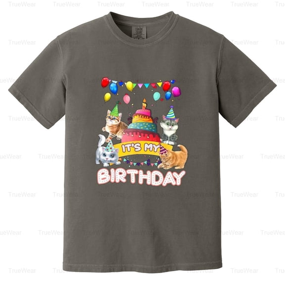 Its My Birthday, Cat, Kitten, Party Day, Celebration, Feline, Funny Comfort Color T-Shirt Unisex, up to 4XL