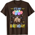 thumbnail image 1 of Its My Birthday Sloth Balloon Party Unisex T-Shirt for Men Women Kids Toddler,Dark Chocolate Color,Size M, 1 of 5