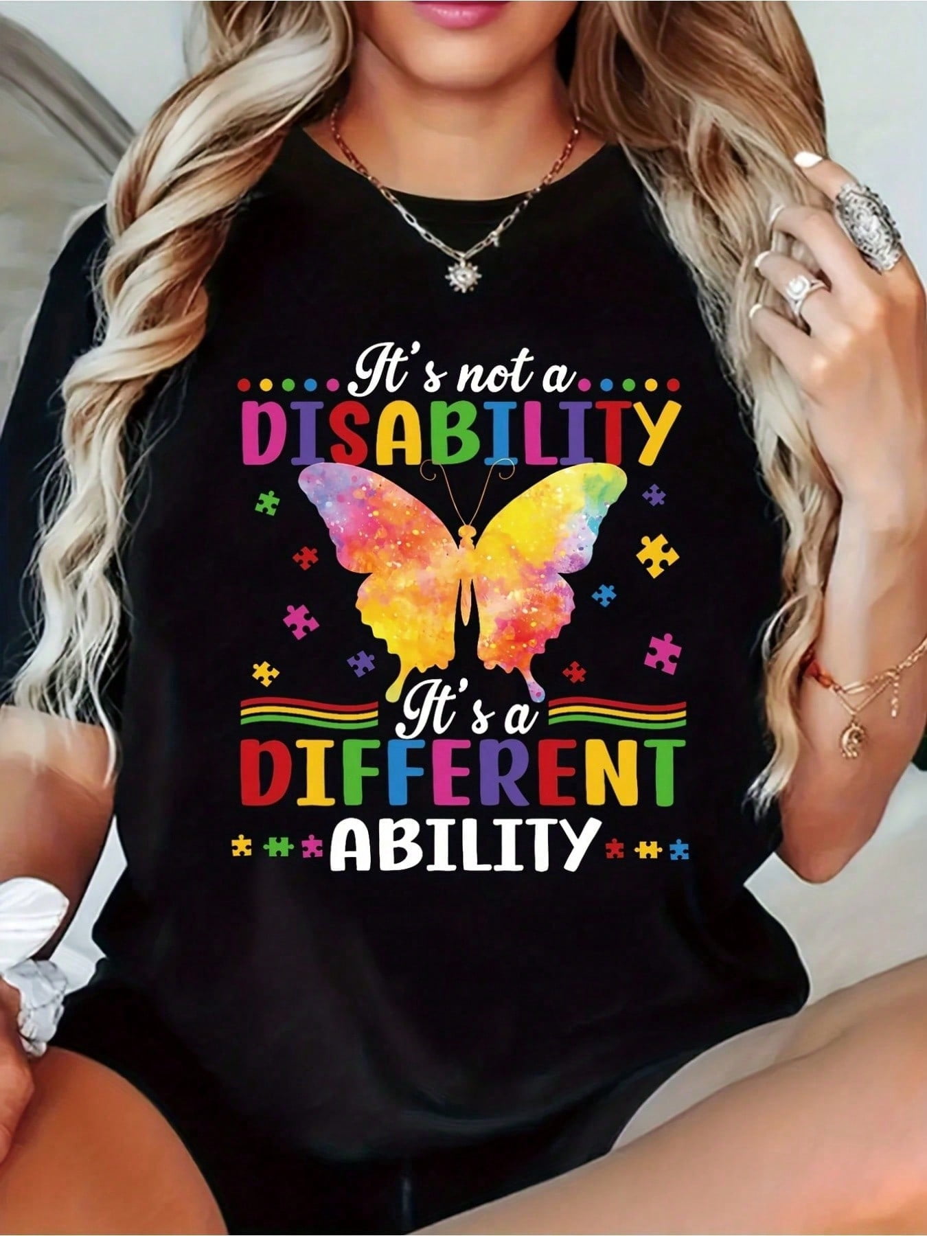 Its Not A Disability Graphic Crew Neck Tee Autism Puzzle Different ...