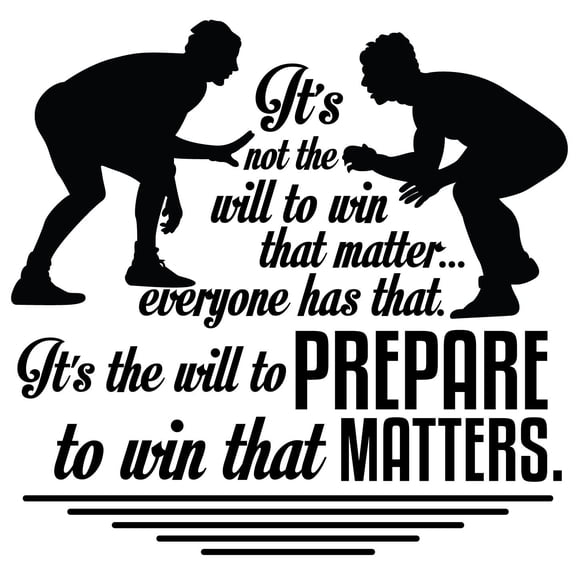 Its Not The Will To Win That Matter Everyone Has That Its The Will To Prepare To Win That Matters - Inspirational Wrestling Quotes Decal - Stick And Peel Home Wall Art Vinyl Adhesive Sticker 20" x 20"