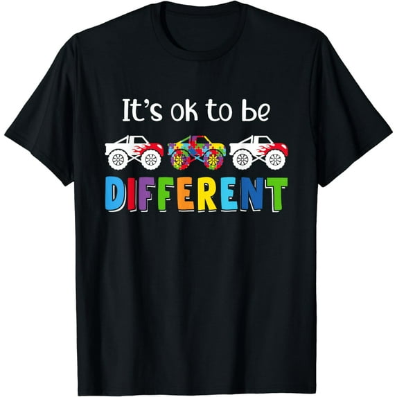 Its Ok To Be Different Autism Awareness Monster Truck Boys T-Shirt