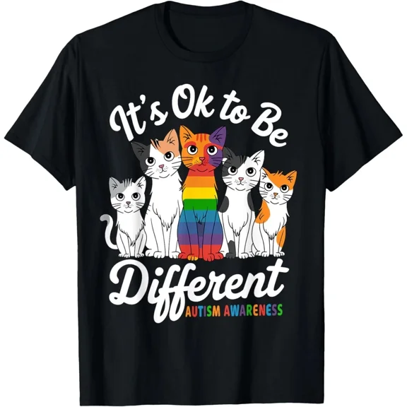 Its Ok To Be Different Cat Puzzle Cute Autism Awareness Kids T-Shirt