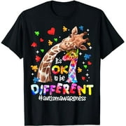 Its Ok To Be Different Cute Giraffe Autism Awareness Kids T-Shirt