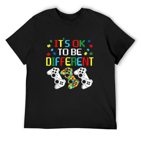 Its Ok To Be Different Game Girls Autism Awareness Men Kids T-Shirt Black Small