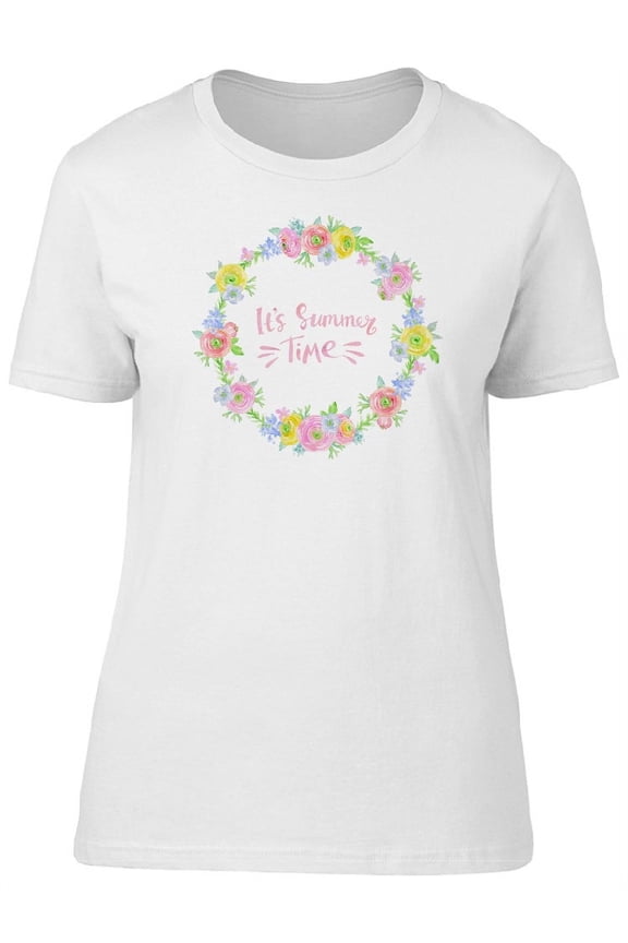 Its Summer Time, Pastel Flowers T-Shirt Women -Image by Shutterstock, Female Small