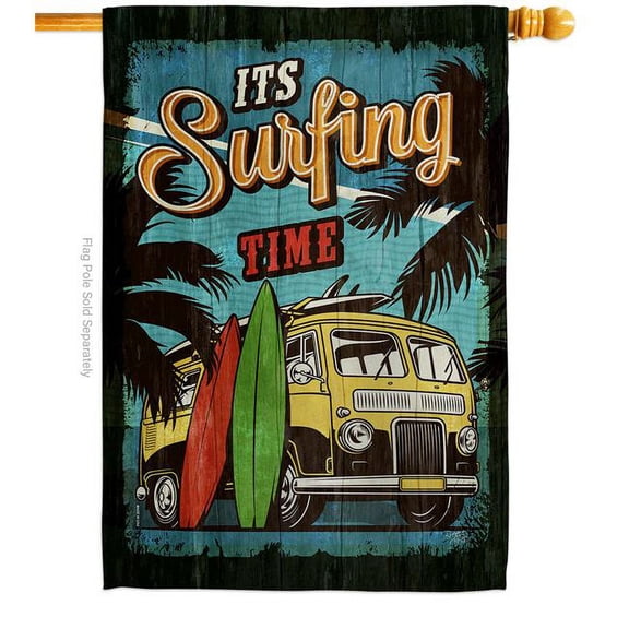 Its Surfing Sports Surf 28 x 40 in. Double-Sided Decorative Vertical House Flags for Decoration Banner Garden Yard Gift