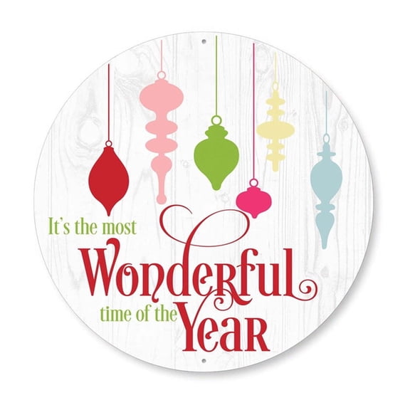 Its The Most Wonderful Time Of The Year Christmas Aluminum Metal Decor Sign - 12" Round