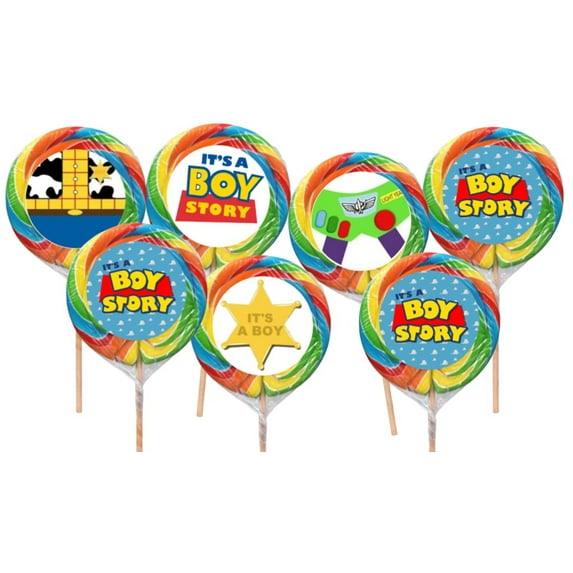 Its a BOY Story Swirl Pop- Baby Shower Lollipop-Its a Boyl Story Carnival Sucker