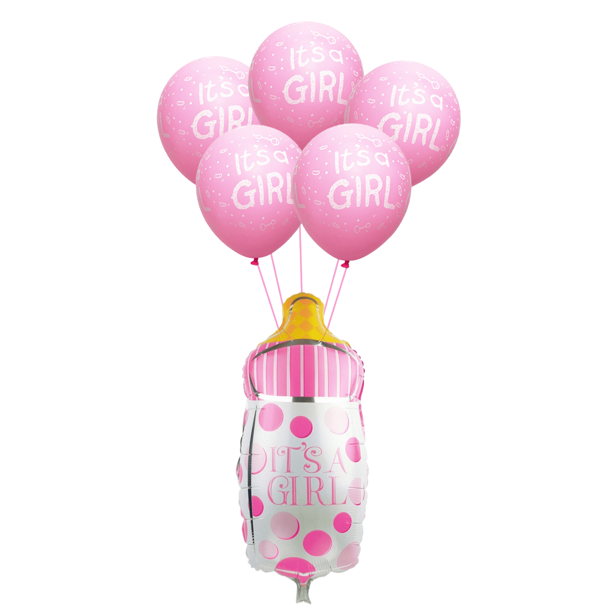 Its a Girl Baby Shower Balloon Set Pink Latex and Bottle Balloons