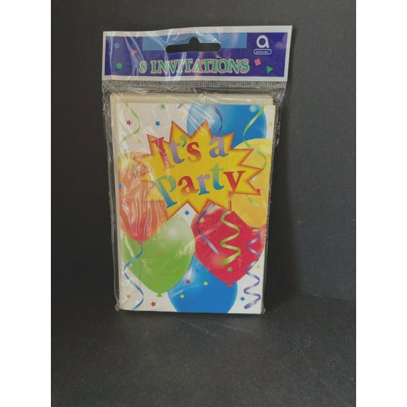 Itss A Party Invitation 8 Count Balloons And Streamers And Envelopes NEW