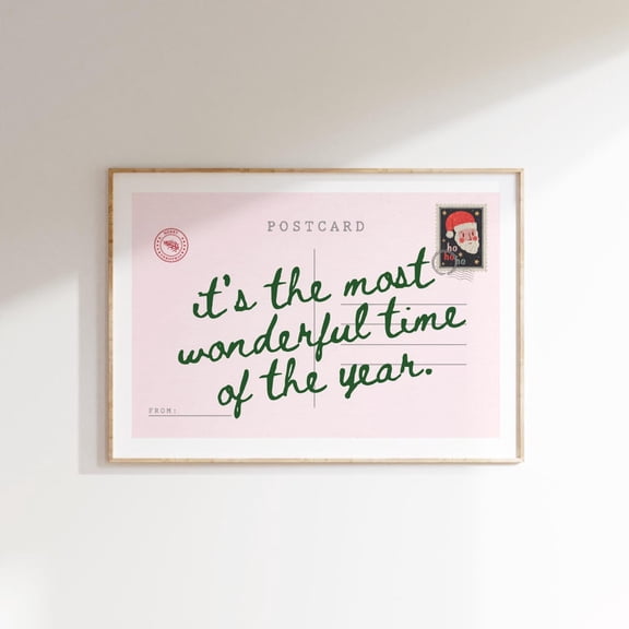 Its the Most Wonderful Time of the Year Wall Cute Christmas Decor Trendy Holiday Wall Winter Postcard Santa Decor, Wall Art