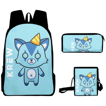 ItsFunneh Krew District Backpack 3 Piece Set Rucksack Crossbody Bag Women Men Daypack Cartoon Bags