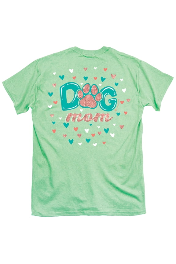 Itsa Girl Thing Dog Mom Pawprint Adult Ladies Short Sleeve T-Shirt-Mint-Medium