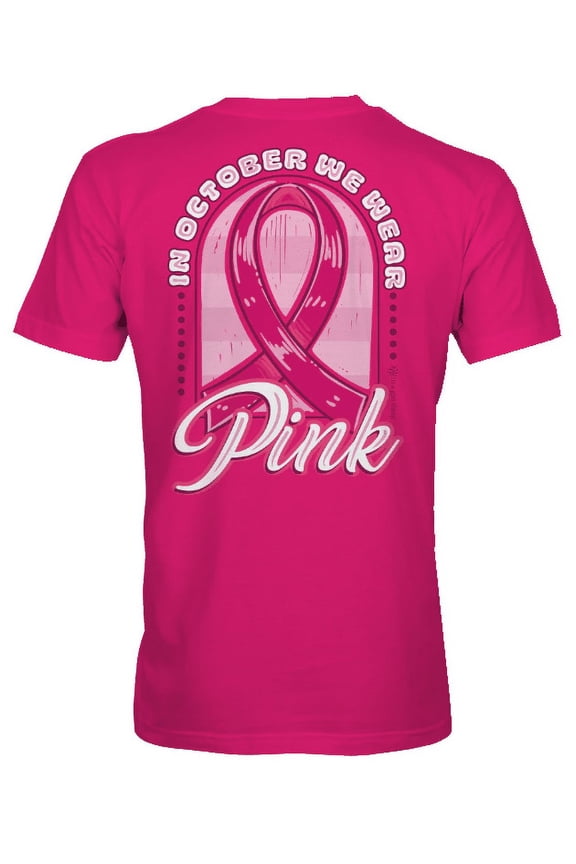 Itsa Girl Thing In October We Wear Pink Cancer Awareness Short Sleeve Womens Graphic T-Shirt-Heliconia-xl
