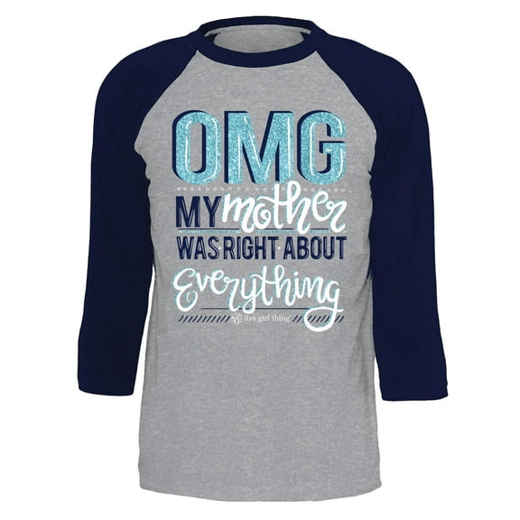 Itsa Girl Thing OMG 3/4 Raglan Sleeve T-Shirt-Vintage Navy/Heather-Medium