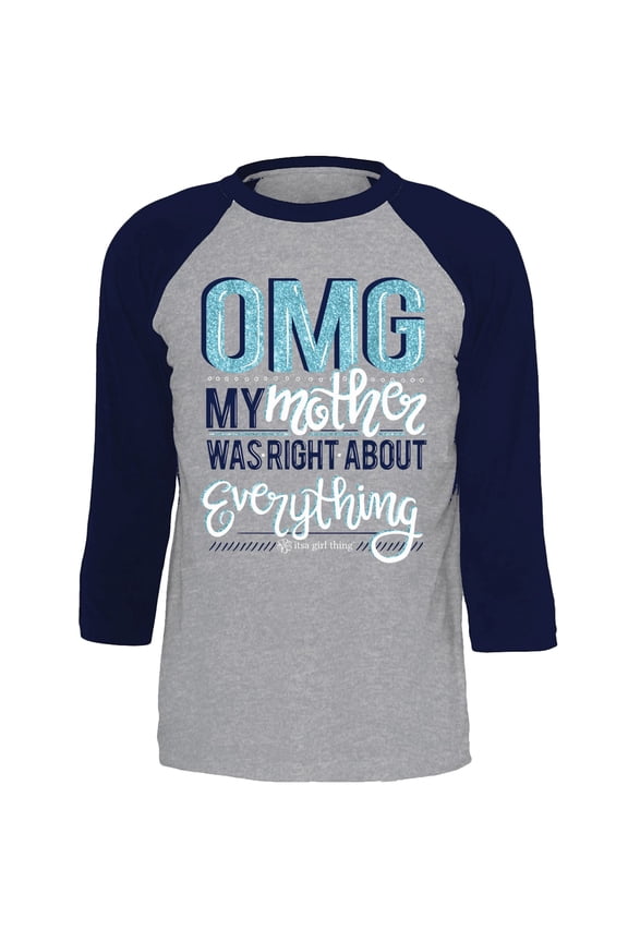Itsa Girl Thing OMG 3/4 Raglan Sleeve T-Shirt-Vintage Navy/Heather-Medium