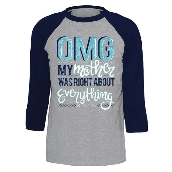 Itsa Girl Thing OMG 3/4 Raglan Sleeve T-Shirt-Vintage Navy/Heather-Small