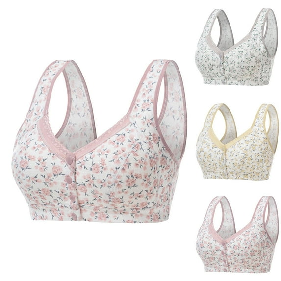 Itsame 1PC Bras for Women's Full Support Everyday Casual Bra Set Comfortable Breathable Standard Straps Wireless Comfort Bralette Pink Size 4XL