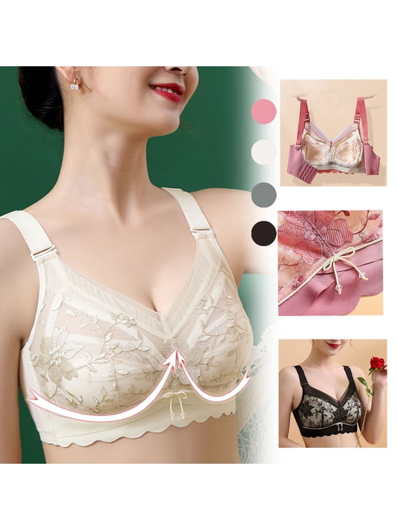 1PC Bras for Women's Full Support Everyday Casual Bra Set Tie Front Wireless Comfort Bralette Green Size 3XL