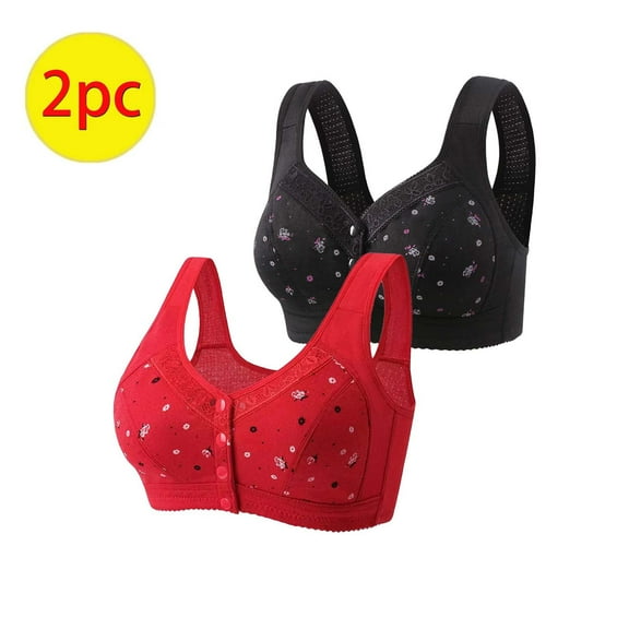 Itsame 2 Pack Everyday Casual Bra Set Womens Full Support Bra Comfortable Breathable Standard Straps Wireless Comfort Bralette Red Size S