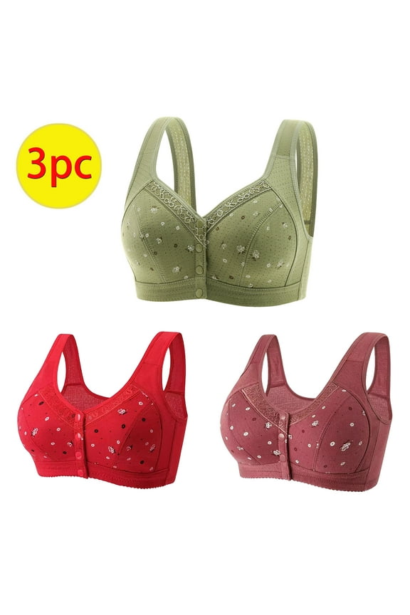 3 Pack Everyday Sports Bra Set womens Full Support Bra Comfortable Breathable Wireless Comfort Bralette Set Army Green Size 4XL